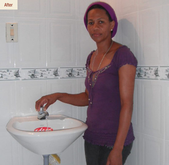 Carmen with her new sink